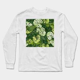 variegated monstera pattern Long Sleeve T-Shirt